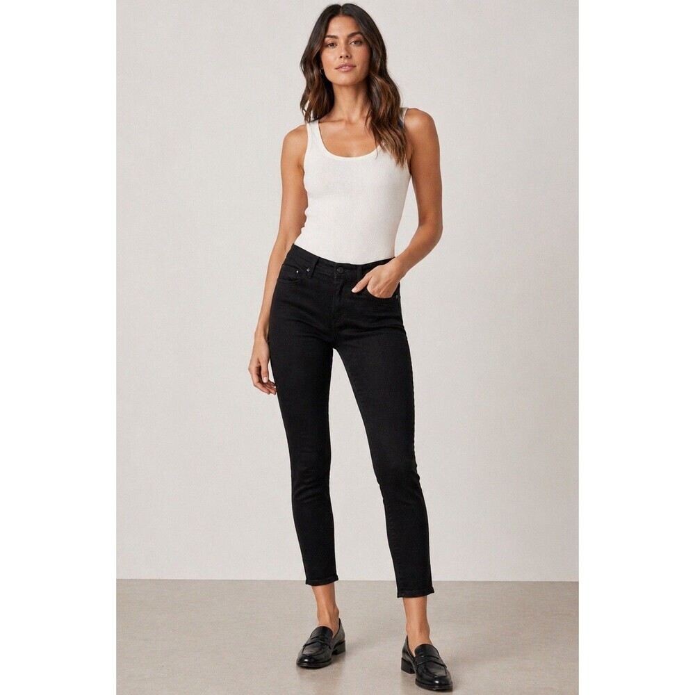 PAIGE Verdugo Crop Black Skinny Jeans Women’s 31 Mid Rise Stretch Ankle Denim